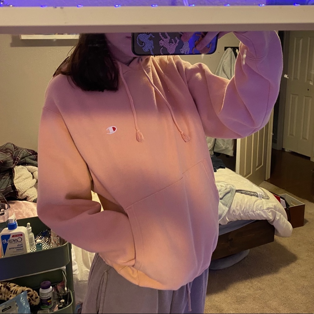 peach champion hoodie